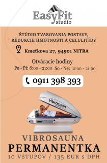 EasyFit Permanentka VIBROSAUNA 10 (1 vstup zdarma)
