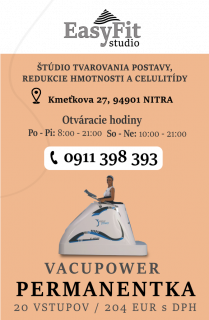 EasyFit Permanentka VACUPOWER 20 (2 vstupy zdarma)